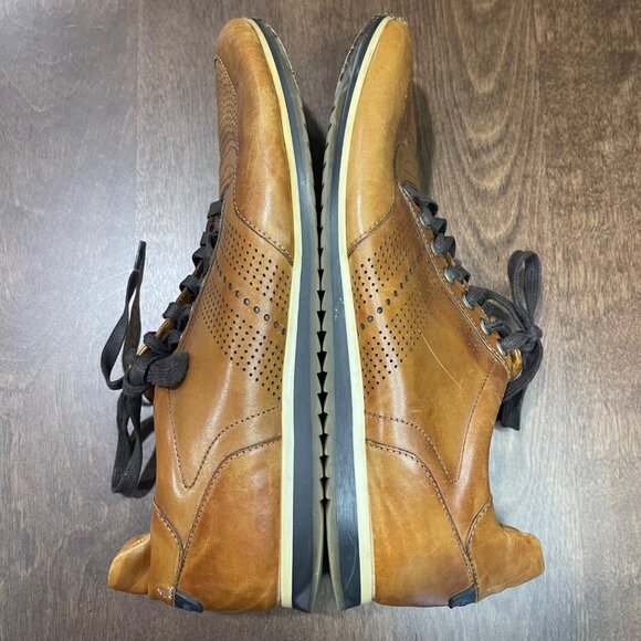 Magnanni Pueblo Leather Sneakers Men's Size 10.5 Cognac Perforated Lace Up Dress - Picture 3 of 11